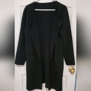 Women's Black Knit Open Front Coat